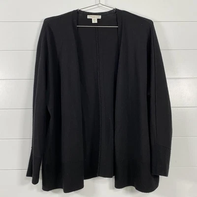 Suéter Coldwater Creek para mujer 1X cárdigan tejido lana merino frente abierto negro Foto 1 de 4