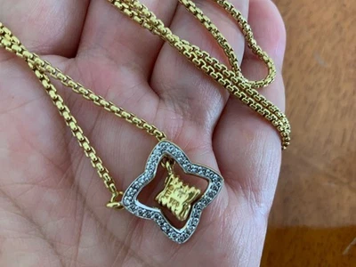 COLLAR CADENA DAVID YURMAN ORO 18K CUADRIFOLIO DIAMANTE LARIAT - 24” 15,7G Foto 1 de 4