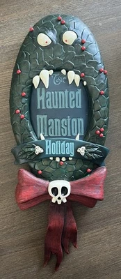 Letrero de puerta de vacaciones de mansión embrujada de pesadilla antes de Navidad de los parques de Disney LE 300 Foto 1 de 4