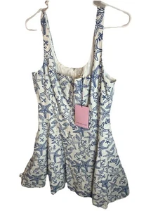 NEW Avec Les Filles Dress Flare Linen Beach Nautical Anchor Shells Women 8 / 10 - Picture 1 of 3