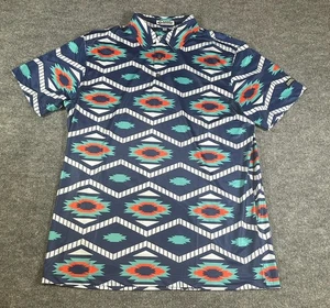 Raised By Coyotes Golf Poloshirt Herren Large Aztec Print Stretch Leicht - Bild 1 von 8