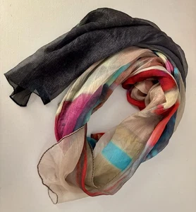 XL 75” X 44” Teñido a Mano 100% Seta Seda Hecha en Italia Envolvente Mantón Bufanda  - Imagen 1 de 13