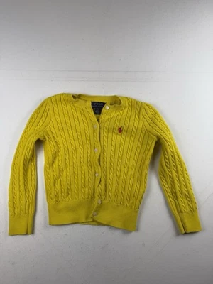 Polo Ralph Lauren Suéter Niñas 4T Cable Tejido Cárdigan Botón Pony Logo Foto 1 de 4