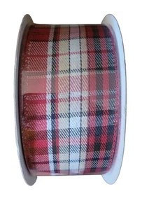 Members Mark Premium 2.5" Wide Wired Ribbon Red Plaid 50 Yards - Picture 1 of 3