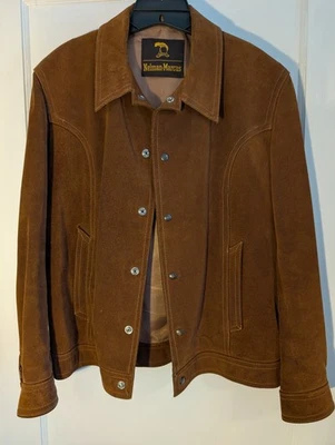 Chaqueta De Colección Neiman Marcus Para Hombre Cuero Marrón Gamuza Talla 42 Foto 1 de 4