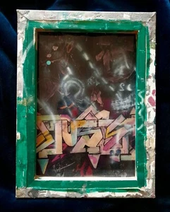 Musk Yai Oil On Canvas & Plastic Reverse. Signed, 9x12in Cool Graffiti Piece! - Picture 1 of 2