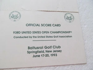 OFFICIAL UNUSED SCORECARD-1993 U.S. OPEN HELD AT BALTUSROL WON BY LEE JANZEN - Picture 1 of 5
