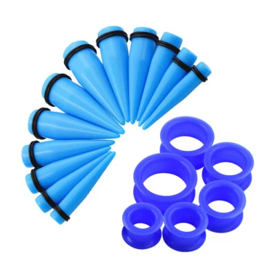 24Pcs Ear Gauge Plug Stretching Kit Acrylic Taper Hard Silicone Tunnels 00G-3/'' - Image 1 of 4