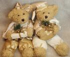 Dan Dee Christmas Bears Shelf Sitter Plush Curly Fur Sparkly Gold Outfit Hangtag
