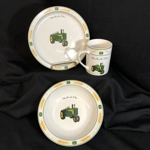 Gibson Vintage John Deere 3 piece setting Salad Plate, Soup Bowl Coffee Mug V - Picture 1 of 6