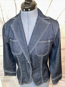 Apostrophe Stretch Womens Denim Blazer Jacket Size 2 - Picture 1 of 6