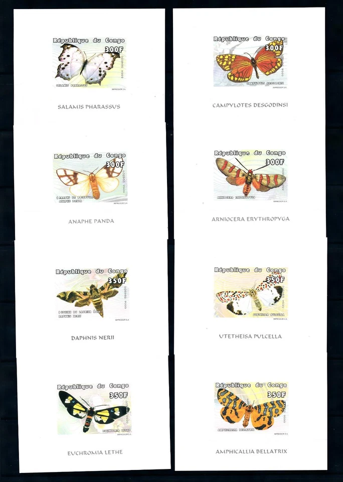 [75873] Congo Brazzaville 1999 Butterflies 8 Deluxe Imperf. Single Sheets MNH - Image 1 of 1