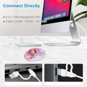 2 in 1 USB C TypeC Wire Mouse 1000DPI 3 Buttons Wire Mouse for Business - Picture 1 of 10