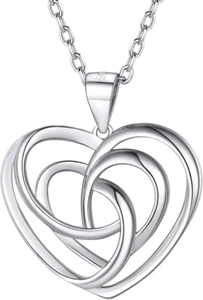 Sterling Silver Heart Knot Celtic Pendant Necklace Jewelry Gifts for Women Girls - Picture 1 of 10