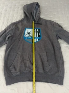 Spyder Hoodie Men's Medium Gray Pullover Sweatshirt Fleece Lining Logo M Bx-3 - Picture 1 of 6