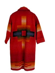 Vintage Woolrich Women's Southwest Aztec Navajo Wool Blanket Trench Coat - Picture 1 of 11