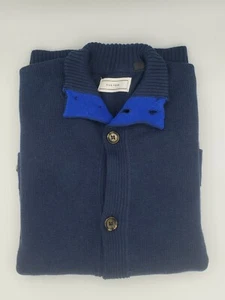 Five Four Navy Blue Button-Up Medium Weight Turtleneck Style Sweater L - Picture 1 of 6