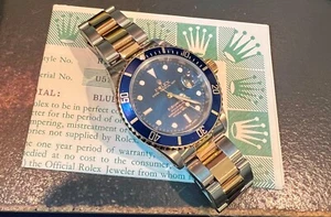 Rolex 18K gold/Stainless Steel Submariner Blue dial 16613 40MM Circa 1998 - Picture 1 of 10