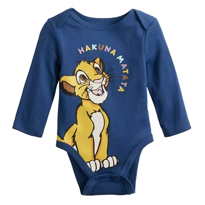 NEW Disney's Lion King Simba Hakuna Matata Bodysuit sz 9 months blue long sleeve - Image 1 of 3