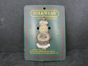 1995 Folk Art Santa Brooch Boyds Bears Folkwear New Old Stock - Picture 1 of 3