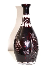 Ruby Cut Glass Decanter - Grape Stars Pattern - Mid Century - no stopper - Picture 1 of 4