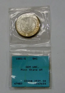 1881 S - Morgan Silver Dollar - Gem UNC - In Sealed David Hall Flip - Bild 1 von 4