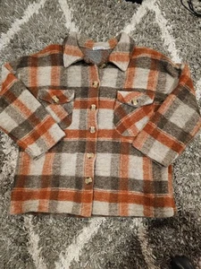 Veste à carreaux vintage "Made In Italy" laine mélangée ombre taille S/M orange/marron - Photo 1/13