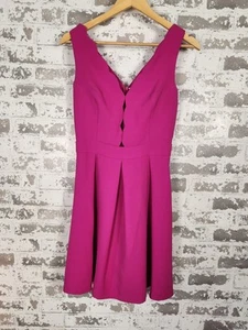 Adelyn Rae Serena Fit &Flare Scallop Dress Womens Medium Hot Pink Sleeveless - Picture 1 of 21