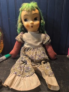 Vintage 1940er Dance with Me Stoffpuppe Kunststoff Zelluloid Gesicht Puppe 27" Seitenaugen - Bild 1 von 5