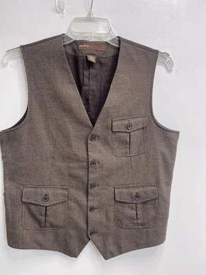 Perry Ellis Mens Brown Waistcoat Vest Suit Formal Office Business Size Large - Image 1 of 4