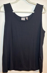 Chico’s Travelers Tank Top Size Large Black Sleeveless Stretch Knit Sz 3 - Picture 1 of 7