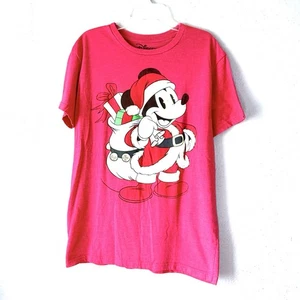 Camiseta Mickey Mouse Santa Disney Manga Corta Hombre Talla M Roja Navidad - Imagen 1 de 6