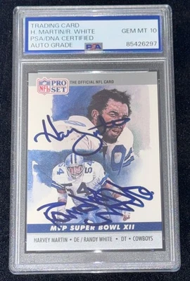 Martin & White "Super Bowl XII MVP" 1990 Pro Set Signed Rookie Card Auto PSA 10 - Image 1 of 3
