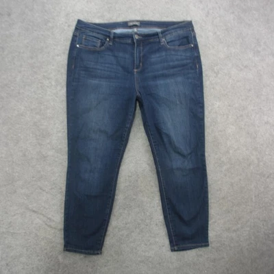 The Limited Jeans Feminino 18W Azul Lavagem Escura Jeans Elástico Magra 5 Bolsos Tornozelo - Imagem 1 de 4