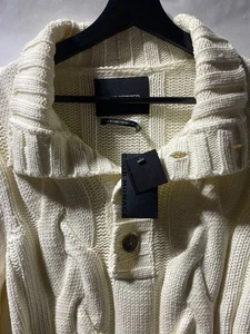 Club Monaco Cream Knit Cardigan Men's Unisex Size Small / fits like a Large - Picture 1 of 20