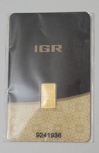 1/2 Gram .9999 Gold Bar by IGR in Assay - Picture 1 of 4