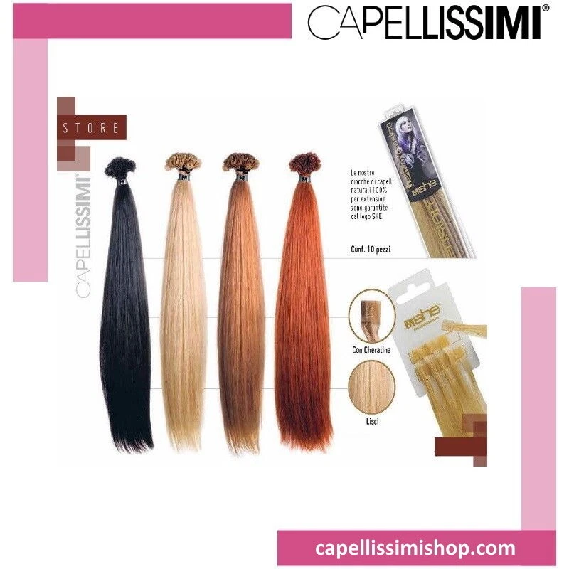 extension professionali cheratina capelli veri umani lisci She 10ciocche 55-60cm 32 castano mogano