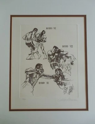 Leroy Neiman "Rounds 7-9" 手工签名和编号 Ali-Frazier Suite 1972 蚀刻! — 第 1/4 张图片