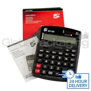 5 x CALCULADORAS DE OFICINA DE ESCRITORIO OFERTA DE PANTALLA DE 12 DÍGITOS - LED 24 HORAS - Imagen 1 de 5