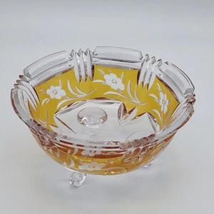 Josephinenhutte Flowers Crystal Glass Hand-Cut Candy Dish / Bowl ~ READ - Picture 1 of 11