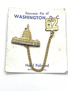 Spilla Sweetheart vintage 1962 US Capital Washington DC smalto oro vintage NOS - Foto 1 di 4