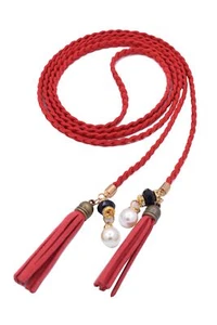 Women Girls Braided Waist Tie Belt/Rope with Tassel and Beads Fringe Wrap Clo... - Picture 1 of 9
