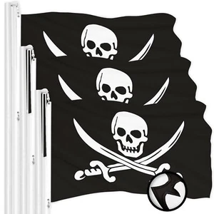 G128 3 Pack Pirate Jolly Roger Swords Flag 3x5 Ft Embroidered 300D Polyester - Picture 1 of 7