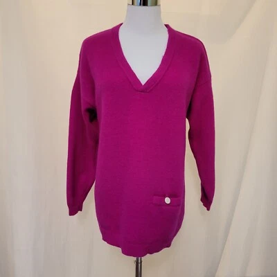 Винтажный Forenza ягненка шерсти Angora пурпурный розовый V шеи пуловер свитер Wmn's размер M - Изображение 1 из 4