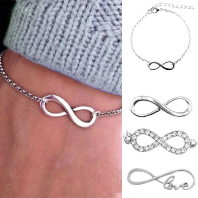 Bracciale INFINITO da Uomo Donna Argento con catena Amore Amicizia braccialetto