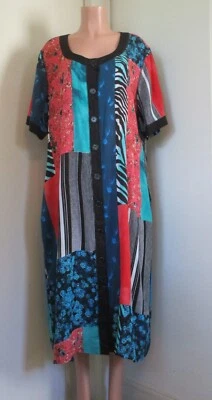 LA CERA RAYON PATCH PRINT SEMI-SHEER POCKETS MIDI SHORT SLEEVE SHIRT DRESS,  1X - Image 1 of 4