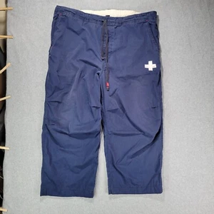Abercrombie Fitch Pants Mens XL Baggy Wide Leg Drawstring Cross Logo Blue Y2K - Picture 1 of 12