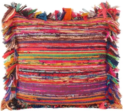 Orange Chindi Cushion Cover Sofa Decor Unfilled Pillow Cover All Size - Image 1 of 3