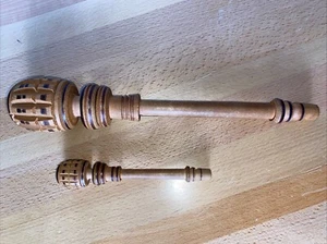 Vintage mexikanischer Holz Molinillo Schneebesen Aufschäumer heiße Schokolade Rührer Handarbeit Menge 2 - Bild 1 von 5