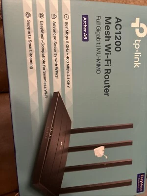 TP-Link AC1200 Smart WiFi Router - Black Full Gigabit/MU-MIMO Archer A6 #52 Inv - Image 1 of 2